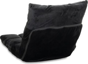 Czarny fotel podłogowy Relax Lounger, welur, 5 pozycji