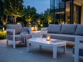 Zestaw mebli ogrodowych biały, trwały, nowoczesny