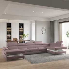 Masseno Narożnik MONTIVA z funkcją spania i pojemnikiem na pościel Narozniki U, Rozkładana sofa - Wrzosowy, MONOLITH 62