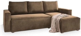 Rozkładana narożna sofa CAVELO, jasnobrązowa, uniwersalna