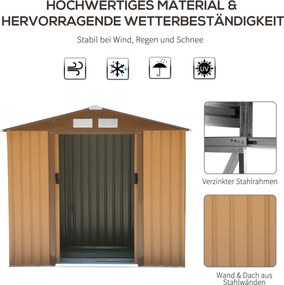 Outsunny domek narzędziowy, metal, żółty, 213 x 130 x 185 cm