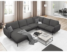 Ciemnoszara sofa w kształcie litery U Cosmopolitan Design Vienna, prawostronna