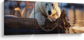 Obraz - Niedźwiedź polarny (z zegarem) (90x30 cm)