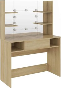 Dębowa toaletka do sypialni z żarówkami LED L3-L25
