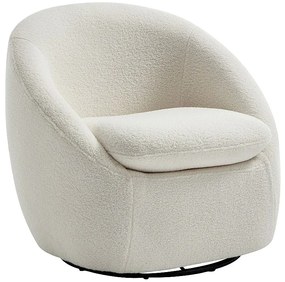 Fotel obrotowy z białej tkaniny z bukli  NETALIO