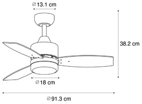 Wentylator sufitowy z lampą czarny, w tym LED ze sterowaniem zdalnym IP44 - Toledo Nowoczesny Oswietlenie wewnetrzne