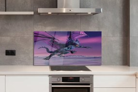 Szklany Panel Smok na tle Tęczowego Nieba