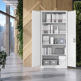 Szafa na dokumenty biurowa metalowa szara: JAN H, 900 x 1950 x 400 mm