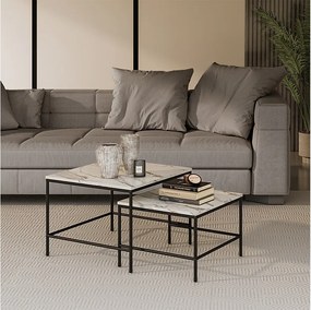 Zestaw stolików kawowych biały/czarny 60x60x45 ramio