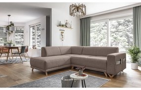 Brązowy rozkładany/ze schowkiem narożnik (lewostronny/w kształcie litery L) Classy Sophie – Miuform