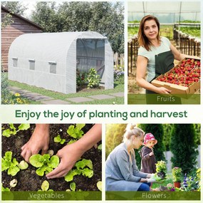 Outsunny szklarnia foliowa przestronna 445x200x200cm biała stabilna konstrukcja do uprawy roślin | Aosom PL