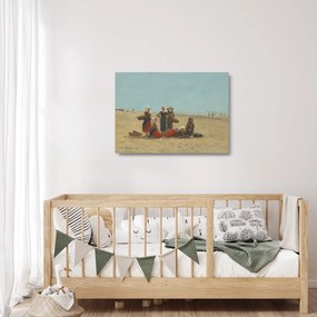 Obraz na szkle - Eugène Boudin, Women on the Beach at Berck, reprodukcje (70x50 cm)