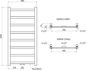 Mexen Bolt grzejnik łazienkowy 1000 x 500 mm, 259 W, czarny - W126-1000-500-00-70