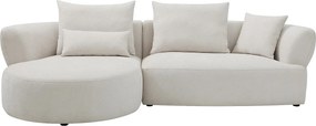Narożna sofa lewostronana z beżowej tkaniny szenilowej CUSAVA od Maison Céphy
