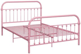 Różowe metalowe łóżko w stylu loft 180x200 cm - Etiosa
