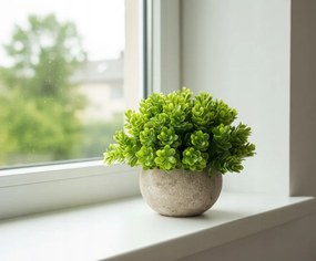 Sztuczna roślina 12 cm bukszpan w okrągłej betonowej donicy dekoracja