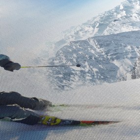 Obraz - Narciarz (z zegarem) (90x30 cm)