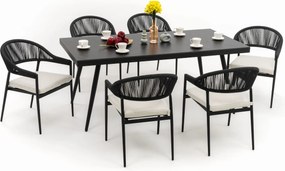 zestaw mebli ogrodowych BELIZE - beżowy ze stołem z blatem HPL - CARRARA BLACK