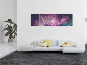 Obraz nocnego miasta z fajerwerkami (170x50 cm)