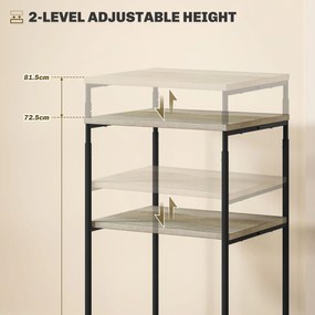 HOMCOM Stojak na Drukarkę z 3 Poziomami, Regulowany, Mobilny Biurkowy Stolik na Drukarkę, dla Home Office, Metal i Drewno