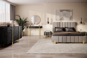 Nowoczesna konsola / toaletka Verica z metalowymi nogami 120 cm - czarny beton / złote nóżki