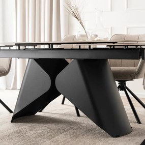 Zestaw Stół Rozkładany VERONA 160-240 cm Dąb/Czarny i 4 Krzesła PEONY 2 Beżowe