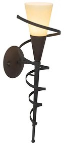 Rustykalna lampa ścienna rdzawo-brązowa z kremowym szkłem - Castle klasyczny/Antyczny Oswietlenie wewnetrzne