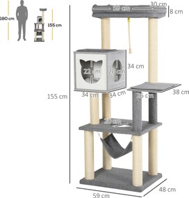 PawHut wielopoziomowy drapak do ostrzenia pazurów dla kotów z hamakiem