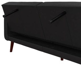 Czarna rozkładana sofa z imitacji skóry 200 cm Nola – Støraa