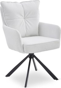 Krzesło Tapicerowane Obrotowe do Salonu CITY Kremowe Sztruksowe Nowoczesne