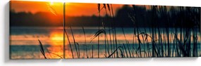 Obraz - Zachód słońca nad jeziorem (170x50 cm)