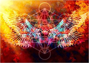Obraz na szkle - Merkaba ze skrzydłami, abstrakcja (70x50 cm)