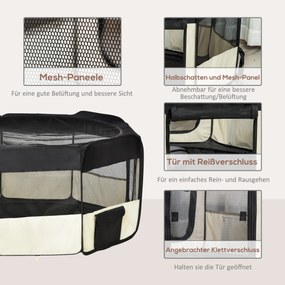 PawHut Kojec Zagroda Wybieg dla Szczeniąt Zwierząt Oxford 120x58cm Czarny Kremowo-Biały | Aosom PL