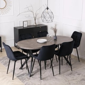 Stół Okrągły Rozkładany DORIAN 80-160 cm Beton/Czarny Nowoczesny Loft