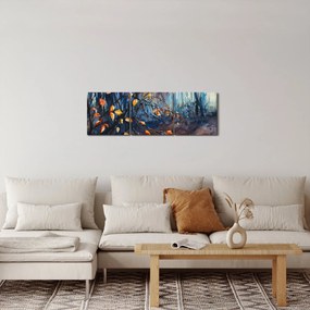Obraz - Promienie jesiennego słońca (z zegarem) (90x30 cm)