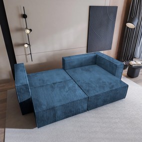 Masseno Narożnik NERIO z funkcją spania i pojemnikiem na pościel Narozniki L, Rozkładana sofa - Niebieski, POSO 05