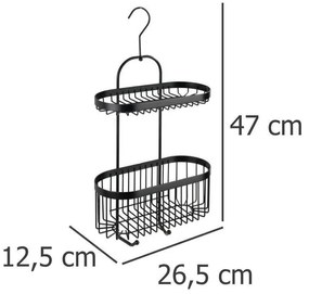 Półka łazienkowa zawieszana Classic-Plus, 2 poziomy + 2 haczyki, WENKO