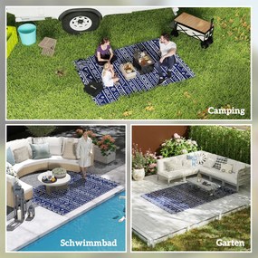 Outsunny Wodoodporny Dywan Zewnętrzny Wytrzymały na Warunki Atmosferyczne, z Boho-Style, do Domu, Balkonu
