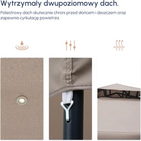 Outsunny Pawilon Ogrodowy 3x3 m z Ochroną UV i Dachem Podwójnym 294x294 cm | Aosom PL