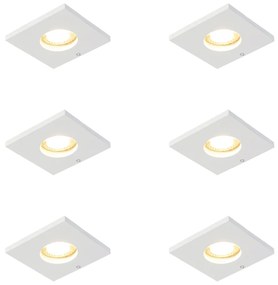 Zestaw 6 nowoczesnych, wpuszczanych reflektorów łazienkowych biały - Doku