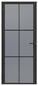 Drzwi kompletne dwustronne z aluminium i dymionego szkła hartowanego - wys. 204 x szer. 73 cm - Czarny - SEROTO