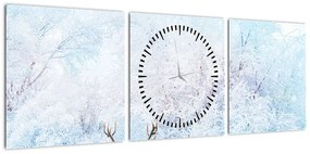 Obraz majestatycznego jelenia (z zegarem) (90x30 cm)
