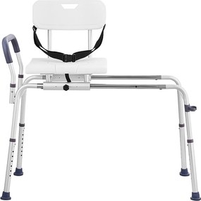 Krzesło Do Pryszniców SucceBuy, Przesuwne Krzesło Przenoszące Do Wanny z Wyciętym Miejscem Siedzącym i Odwracalnym Leżakiem