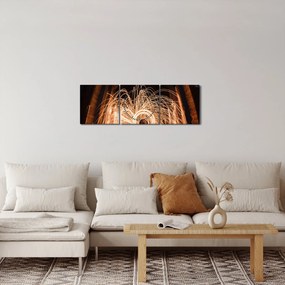 Obraz - Pokaz świateł na torach (z zegarem) (90x30 cm)