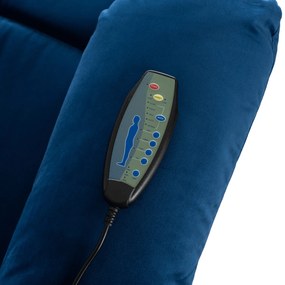 Fotel Masujący ARON Elektryczny Rozkładany z Podnóżkiem Granatowy Welurowy Nowoczesny