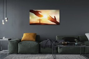 Fotoobraz na płótnie Dwie Dłonie przed Krzyżem