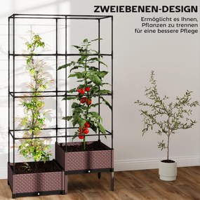 Outsunny Skrzynia do sadzenia ze stelażem do pnączy, otworami odpływowymi, plastikowymi donicami 100 x 50 x 174 cm | Aosom PL