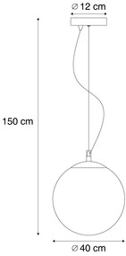 Skandynawska lampa wisząca z opalem 40 cm - Ball 40 Nowoczesny Oswietlenie wewnetrzne
