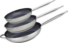 Zestaw 3 patelni ze stali nierdzewnej 18/10 ELODUR® Profi Therm Platinum Ø24-28-32 cm bez PFAS, na wszystkie rodzaje kuchenek, indukcja