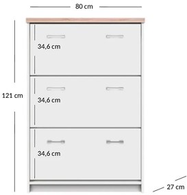 Biała wysoka szafka na buty - Ontario 18X